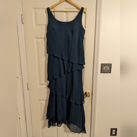 jean De Lys Dresses & Skirts - Jean De Lys Blue Dress sleeveless With asymmetrical hem size 18 (Read condition)